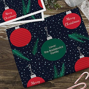 Ornaments  Pine Personalized Wrapping Paper Sheets - Set of 3 - 22677-S