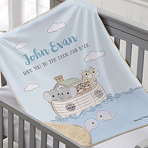 Precious Moments® Noahs Ark Personalized Baby Boy 30x40 Sherpa Blanket - 22685-SS