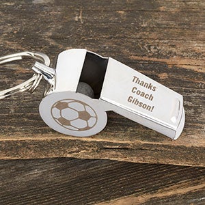 Engraved Coach Stainless Steel Whistle Keychain - 22868