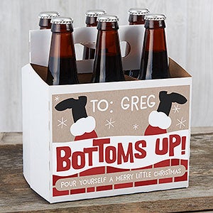 Bottoms Up Christmas Personalized 6pc Carrier- 6 pack Carrier - 23167-C