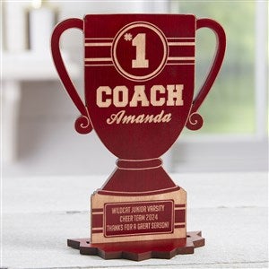 #1 Coach Personalized Trophy Red Wood Keepsake - 23245-R