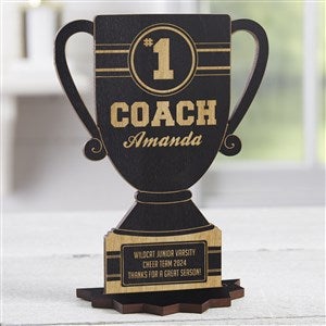 #1 Coach Personalized Trophy Black Stain Wood Keepsake - 23245-BL