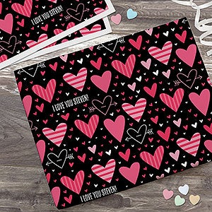 Romantic Hearts Personalized Wrapping Paper Sheets - Set of 3 - 23281-S