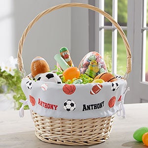 All About Sports Personalized Natural Wicker Easter Basket - 23374