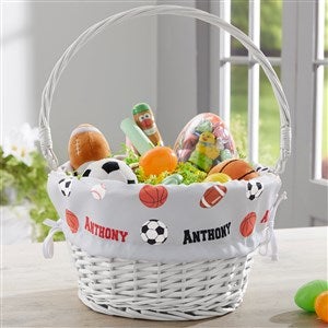 All About Sports Personalized White Wicker Easter Basket - 23374-W