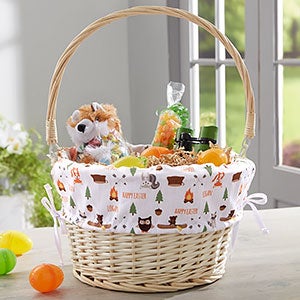 Woodland Adventure Personalized Natural Wicker Easter Basket - 23375