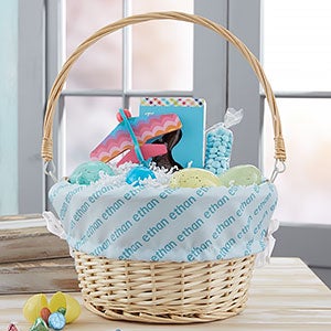 Playful Name Personalized Natural Wicker Easter Basket - 23380