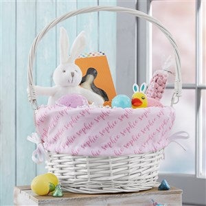 Playful Name Personalized White Wicker Easter Basket - 23380-W