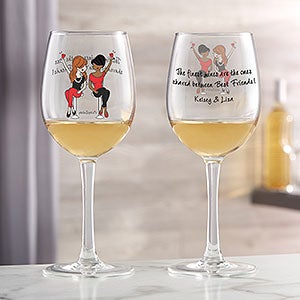 Best Friend Wine Lover Personalized White Wine Glasses - 23422-W