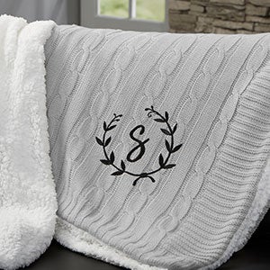 Floral Wreath Personalized 50x60 Grey Throw Blanket - 23474-G