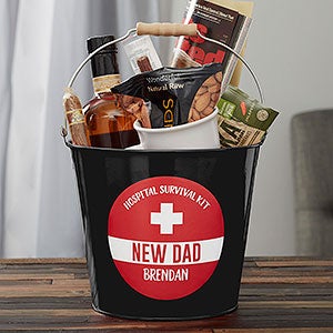 New Dad Survival Kit Personalized Black Metal Bucket - 23520-B