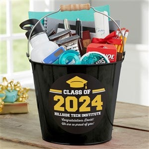 Class Of Personalized Graduation Metal Bucket - Black - 23521-B