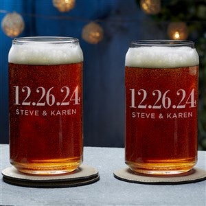 The Big Day Personalized 16 oz. Wedding Favor Beer Can Glass - 23609-B
