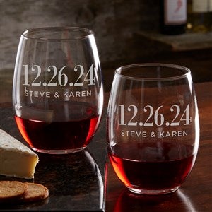 The Big Day Personalized Wedding Favor Stemless Wine Glass - 23609-S
