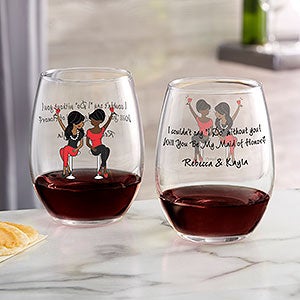 Bridesmaid Wine Lover Personalized Bridesmaid Stemless Wine Glass - 23610-S