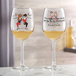 Bridesmaid Wine Lover Personalized Bridesmaid White Wine Glass - 23610-W
