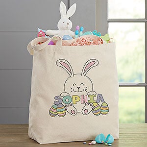 Easter Bunny Personalized 20 x 15 Canvas Tote Bag - 23654-L