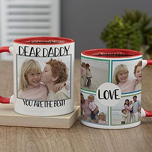 Love Photo Collage Personalized Coffee Mug For Him 11 oz.- Red - 23738-R