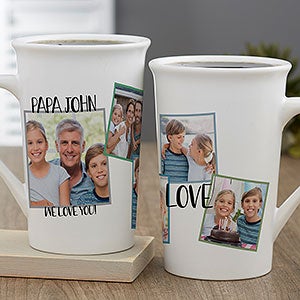 Love Photo Collage Personalized Latte Mug For Him 16 oz.- White - 23738-U