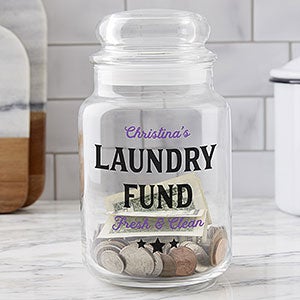 Laundry fund jar of quarters for college students. Made with