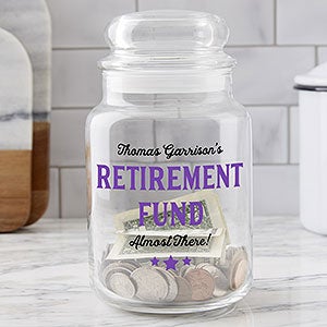 Retirement Fund Personalized Glass Money Jar - 23747