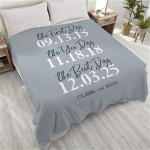 The Best Day Personalized 90x90 Plush Queen Fleece Wedding Blanket - 23754-QU