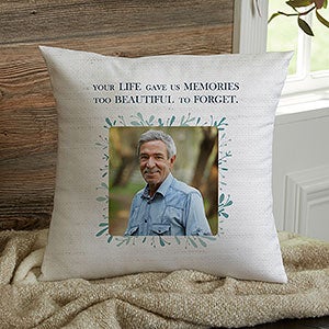Botanical Memorial Personalized Photo 14-inch Throw Pillow - 23759-S
