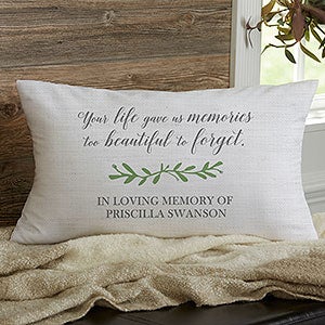 Botanical Memorial Personalized Lumbar Velvet Throw Pillow - 23759-LBV