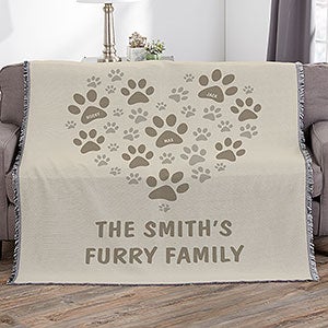 Paws On My Heart Personalized 56x60 Woven Throw - 23761-A