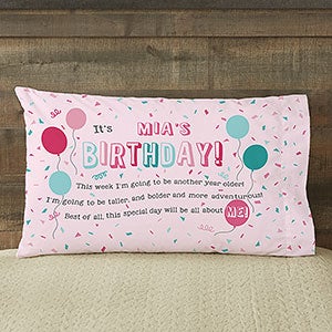 Birthday Girl Personalized 20quot; x 40quot; King Pillowcase - 23764-K