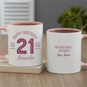 Modern Birthday Personalized Coffee Mug 11 oz.- Pink - 23819-P