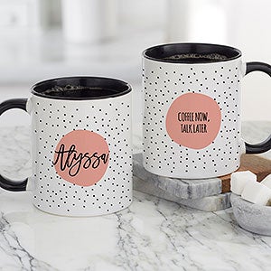 Modern Polka Dot Personalized Coffee Mug - Black - 23822-B