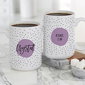 Modern Polka Dot Personalized Coffee Mug 15 oz.- White - 23822-L