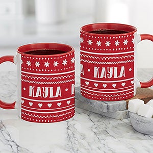 Nordic Noel Personalized Coffee Mug - Red - 23823-R