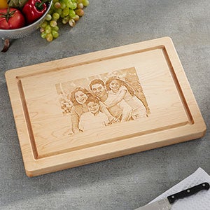 Maple Leaf Personalized 18 Family Photo Cutting Board- No Handles - 23856D-NH