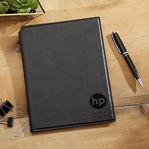 Modern Initials Personalized Junior Padfolio- Black - 23946