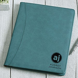 Modern Initials Personalized Full Pad Portfolio - Teal - 23947-T