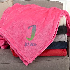 Ombre Initial Personalized 60x80 Pink Fleece Blanket - 24082-LP
