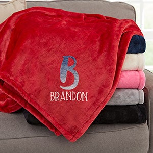 Ombre Initial Personalized 60x80 Red Fleece Blanket - 24082-LR
