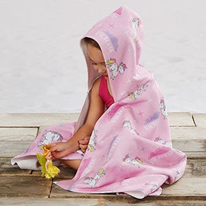 Unicorn Adventure Personalized Kids Hooded Beach  Pool Towel - 24256