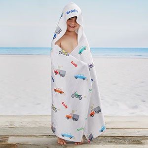 Modes of Transportation Personalized Kids Hooded Beach  Pool Towel - 24395