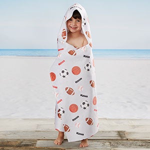 All About Sports Personalized Kids Hooded Beach  Pool Towel - 24396