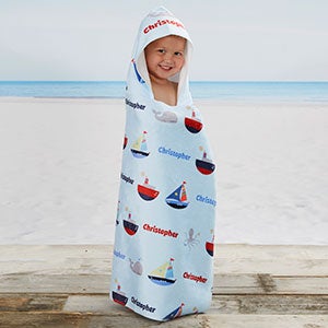 Water World Personalized Kids Hooded Beach & Pool Towel - 24397