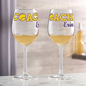 Coach Personalized 12 oz. White Wine Glass - 24469-W
