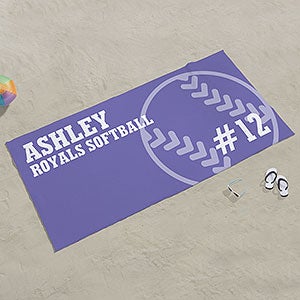Softball Personalized 30x60 Beach Towel - 24478