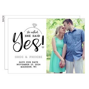 She Said Yes Save the Date Cards - Premium - 24482-C-Photo-P