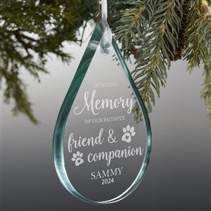 Pet Memorial Teardrop Engraved Premium Glass Ornament - 24503-P
