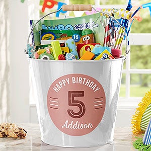 Birthday Bucket Personalized White Metal Bucket for Kids - 24514-W