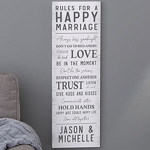 Rules For Happy Marriage Personalized Canvas Print - 16x42 - 24535-16x42
