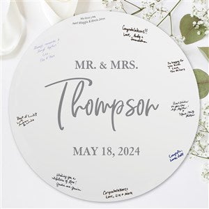 Wedding Guest Book Personalized Round Wood Wall Sign - 24536